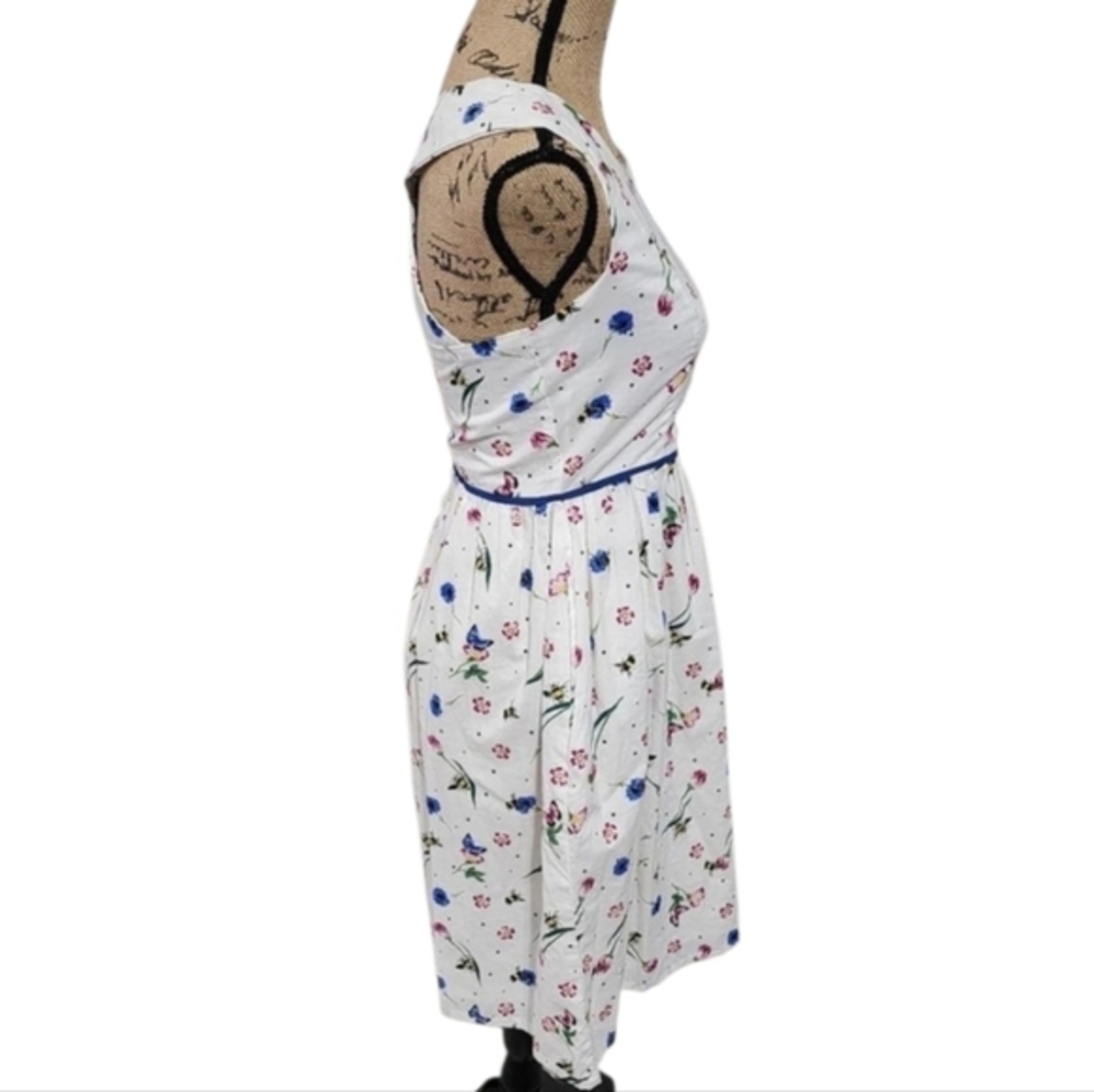 Yumi 40s 50s Vintage Vibes Floral Bumblebee Razorback Midi Dress Size 4 New!!! View 3